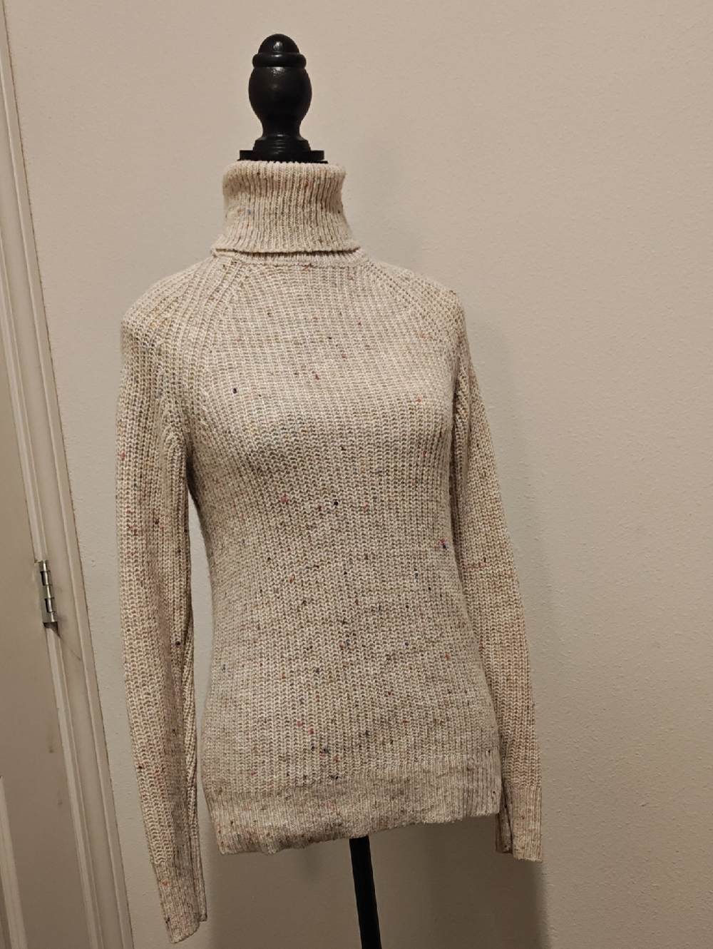 Time and Tru Cream Speckled Turtleneck Sweater
